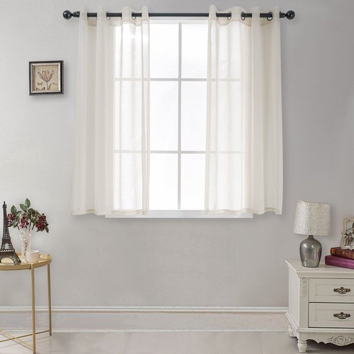 Vt products - Solid Sheer Linnen look voile gordijn - Moderne