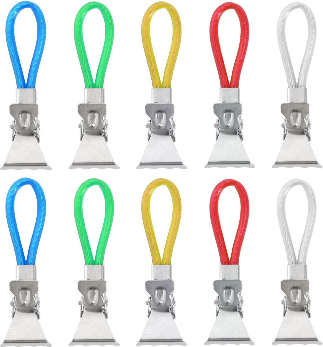10 stuks metalen handdoekhangers, multifunctionele badkamerklemmen, handdoekhouderclips om op te hangen, handdoekhouder, clips, theedoekenhaken voor keuken, badkamer, vakantie (5 kleuren)
