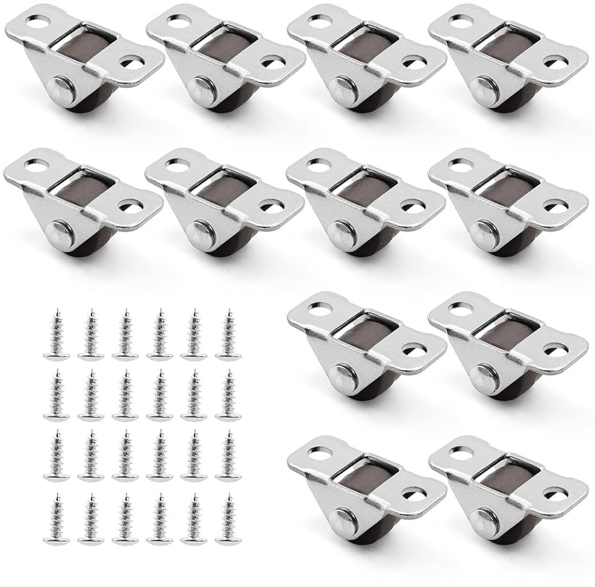 12 stuks meubelwielen, klein, 0,5 inch, zwart, mini-wielen voor meubels met 24 schroeven, stille rubberen meubelwielen, plat voor palletmeubels, kleine rollen voor meubels, mini-boxen en