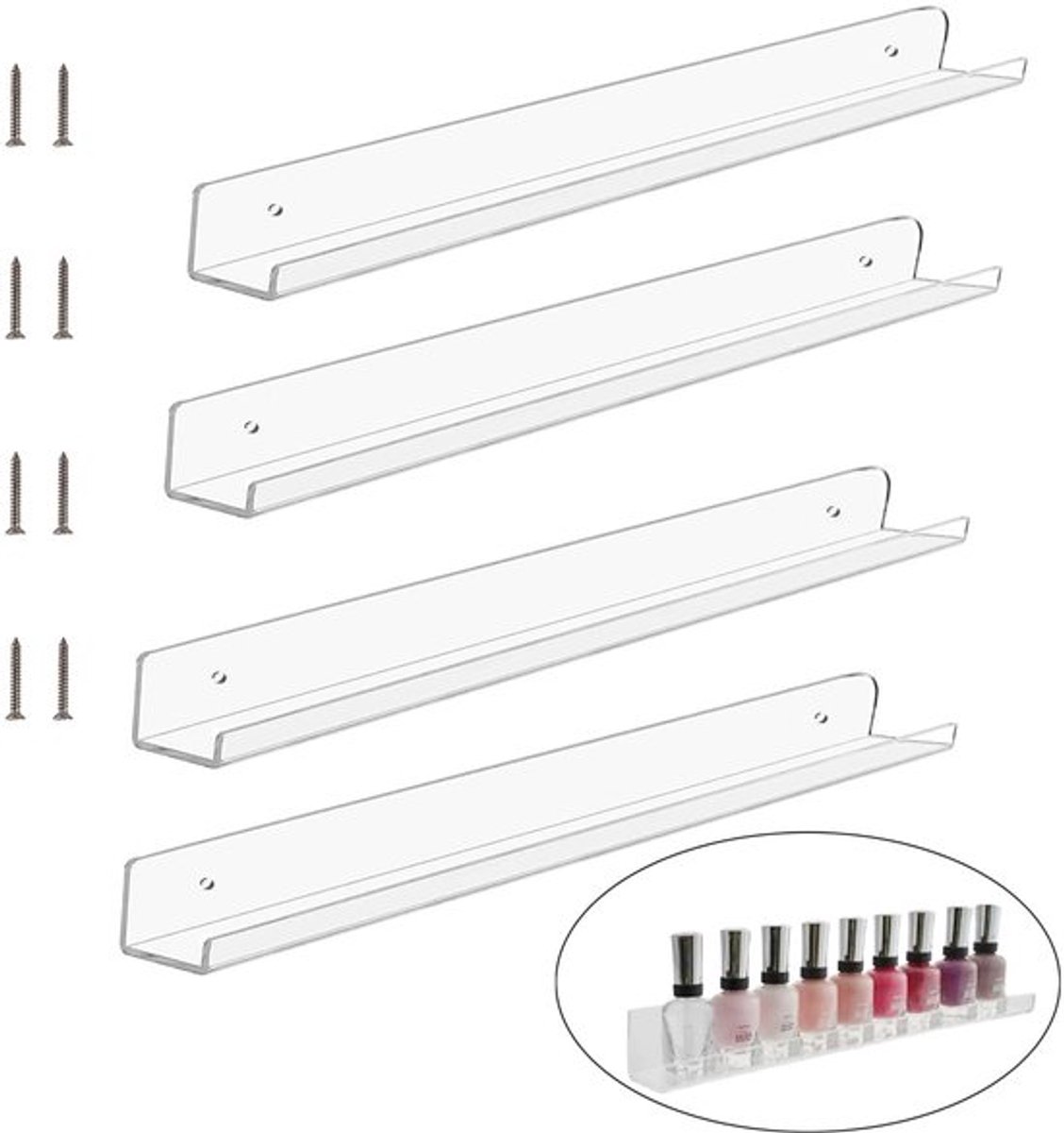 Vt products - Wandgemonteerde Acrylplanken - Zwevende Boekenplank