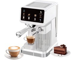 Zerova Espressomachine – Koffiemachines – Koffiezetapparaat – Alles-in-één Koffiezetapparaat – Automatisch Melkschuimsysteem – Wit