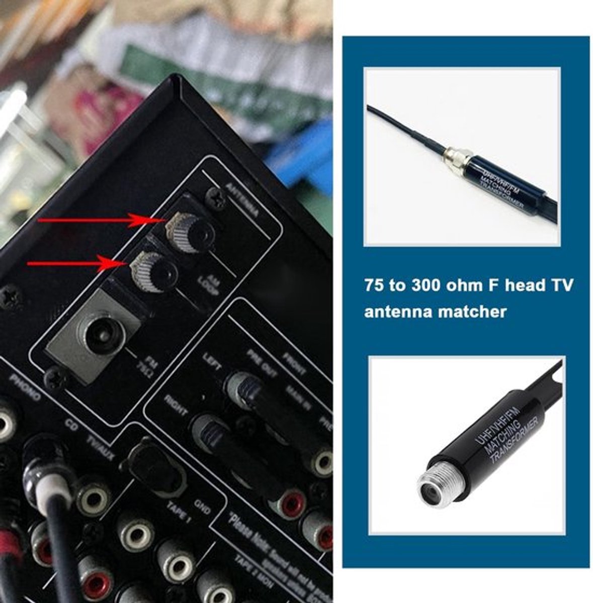 Onf3 - Uhf/vhf/fm transformator - 75 ohm naar 300 ohm - Hoge