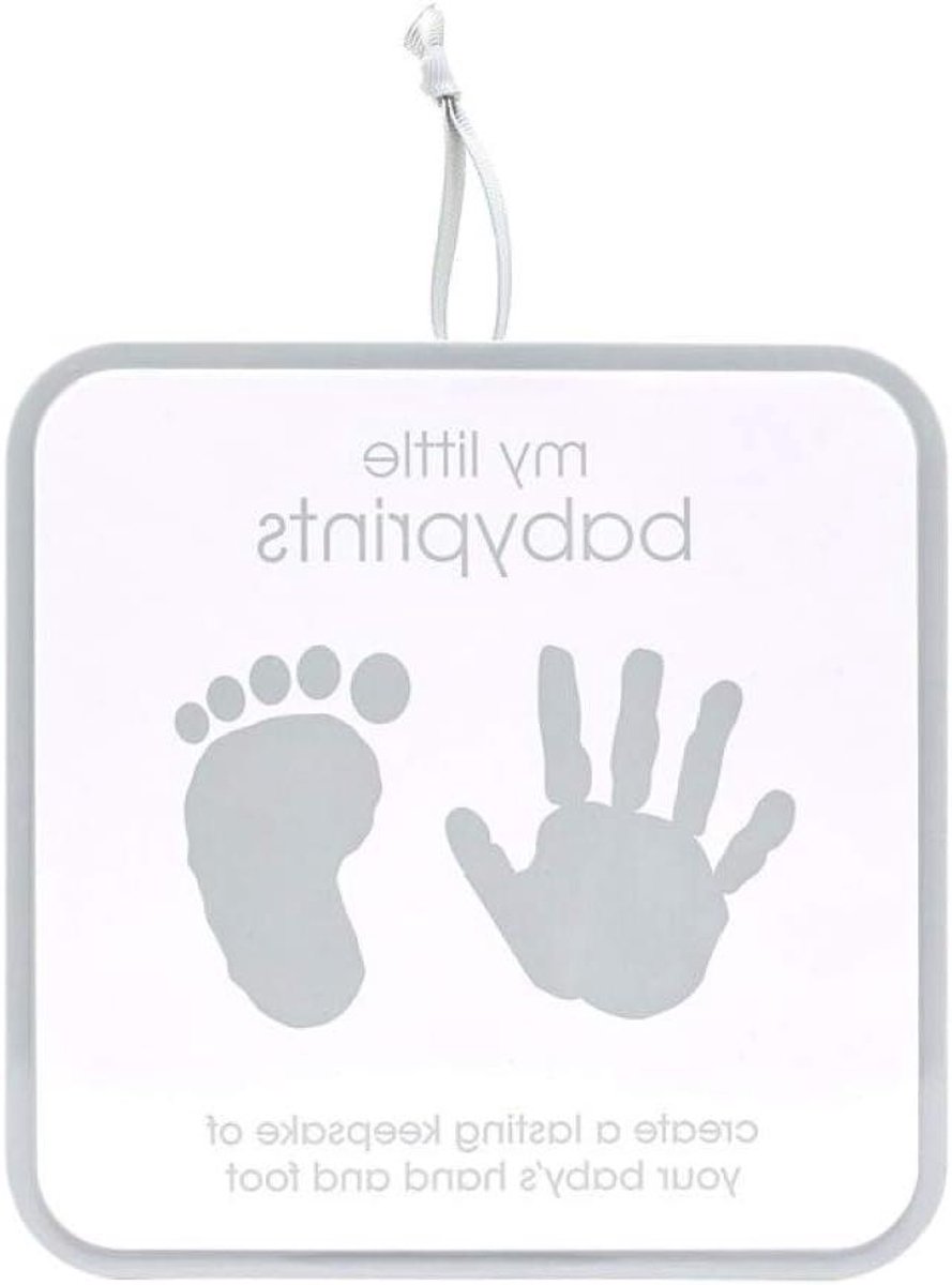 Voetafdruk Set - Baby Handafdruk - Herinneringen Maken - Inclusief Ezel - 16.5 x 16.5 cm - Grijs