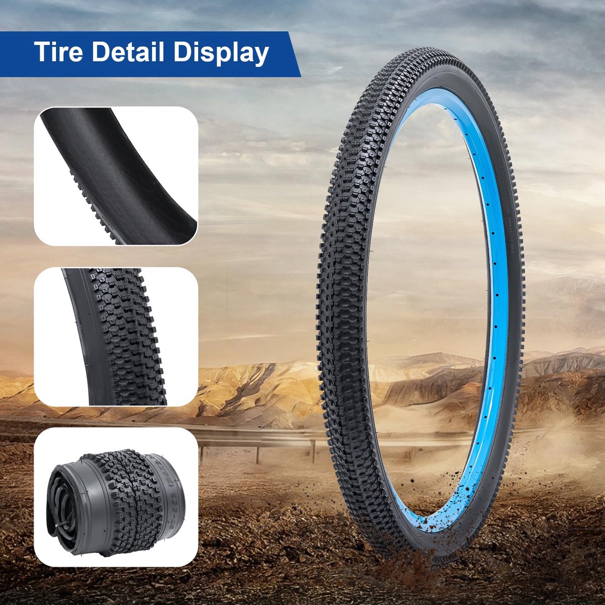 26x2.35 Band 57-559 26 x 2.125 FietsBand， 26 inch Buitenband Opvouwbaar geschikt voor 26x2.35 26x2.4 Stad/Gravel/Mountainbike/Weg Fiets Band (One)