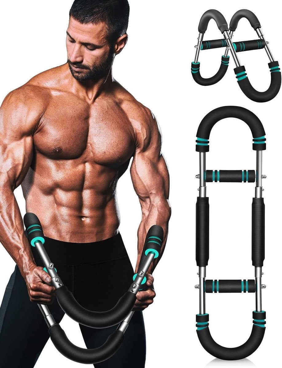 Armtrainer Krachtstang - Bovenlichaam Trainer - Spierversterking Thuis - Afneembaar Ontwerp - 20-110 lbs - Zwart Blauw