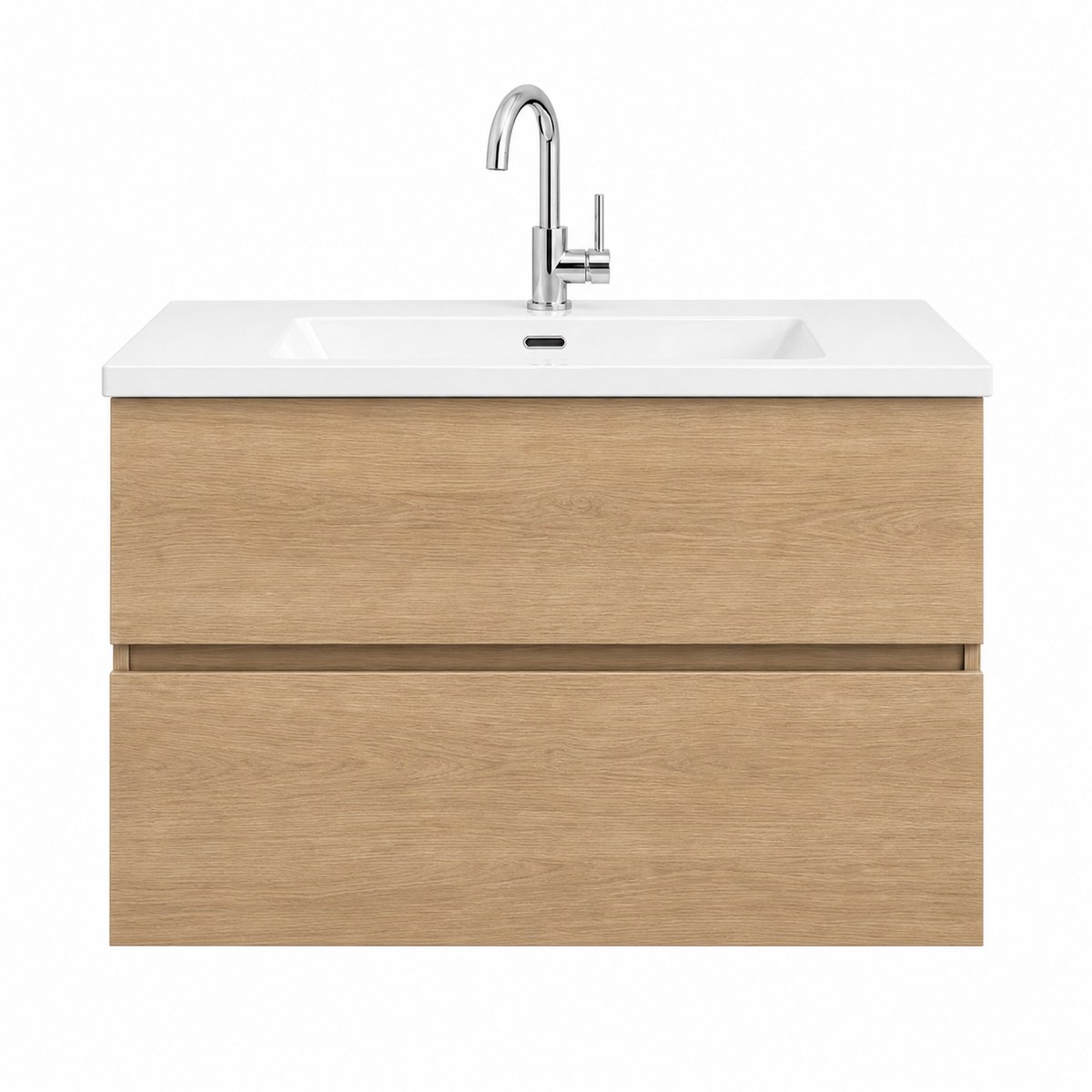 ZIMMER Badkamermeubel Set MULTI Enkel met Wastafel 100x50x58 cm Naturel eik – Soft-Close – Zwevend Badmeubel Compleet