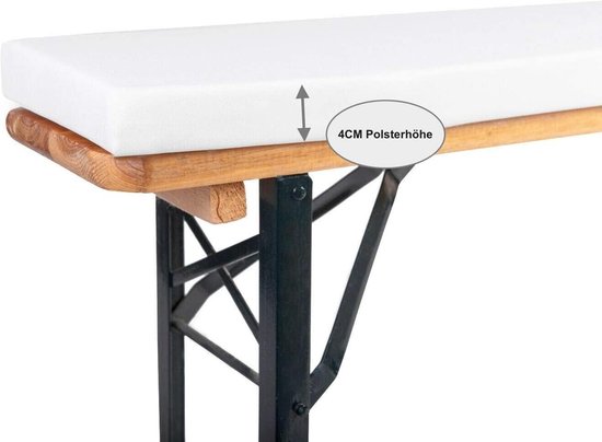 Schuimvulling Bierbank - Schuimrubber Mat - Zitcomfort Verbeteren - Extra Dikke Vulling - 220 x 25 x 4 cm - Wit — afbeelding 2