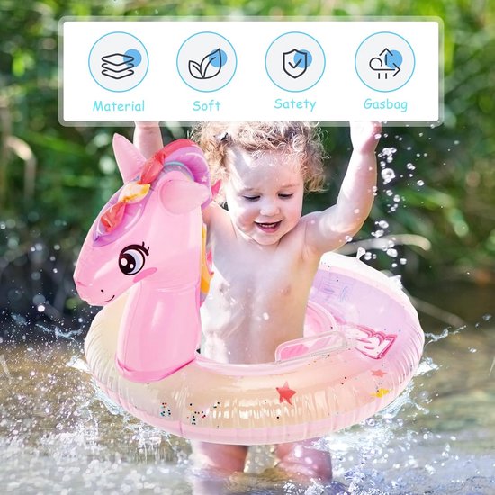 Babyzwemring met Zitje - Kinder zwemband - Veilig Zwemmen - Cartoon Design - Baby tot 3 jaar - Roze — afbeelding 3