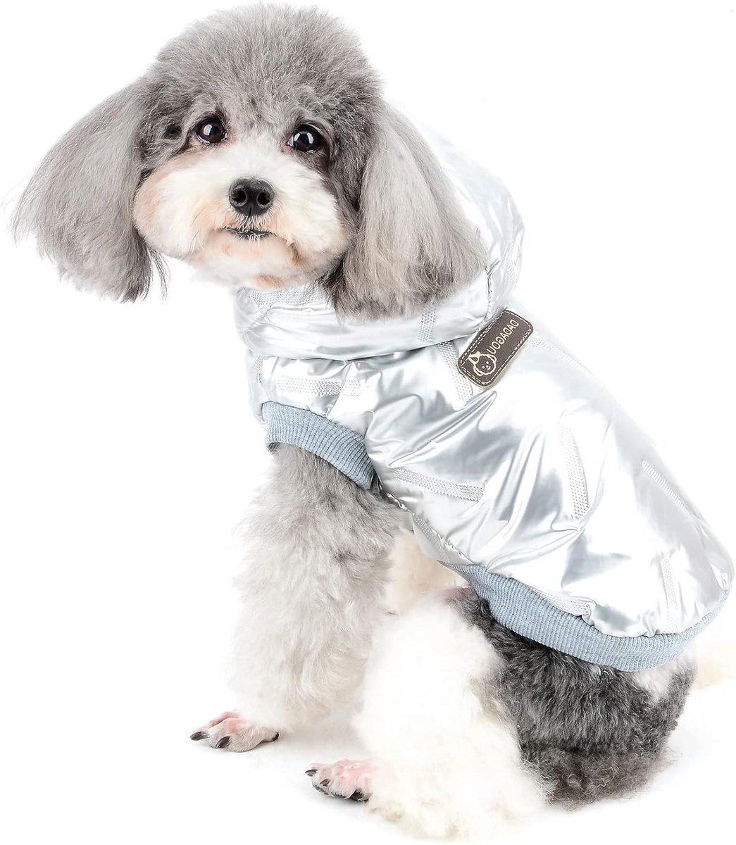 Honden winterjas - Hondenjas puppy Winterkleding hond - Hond warm houden - Waterdicht winddicht - Maat M - Zilver