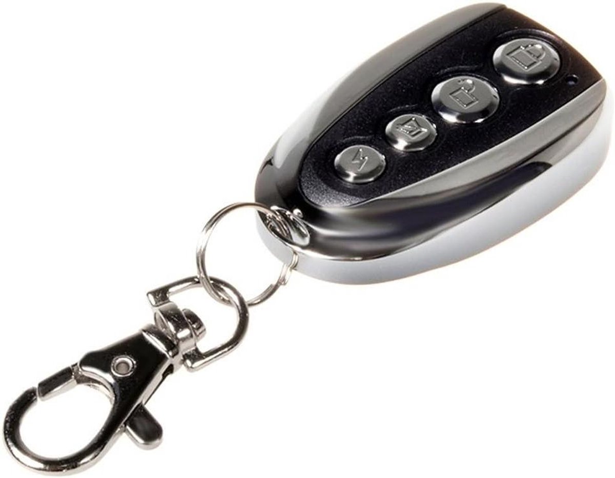 Universele Afstandsbediening - Poortopener Handzender - Hekken Openen - 4 Bedieningsknoppen - 5 x 4 x 2 cm - Zwart/Zilver