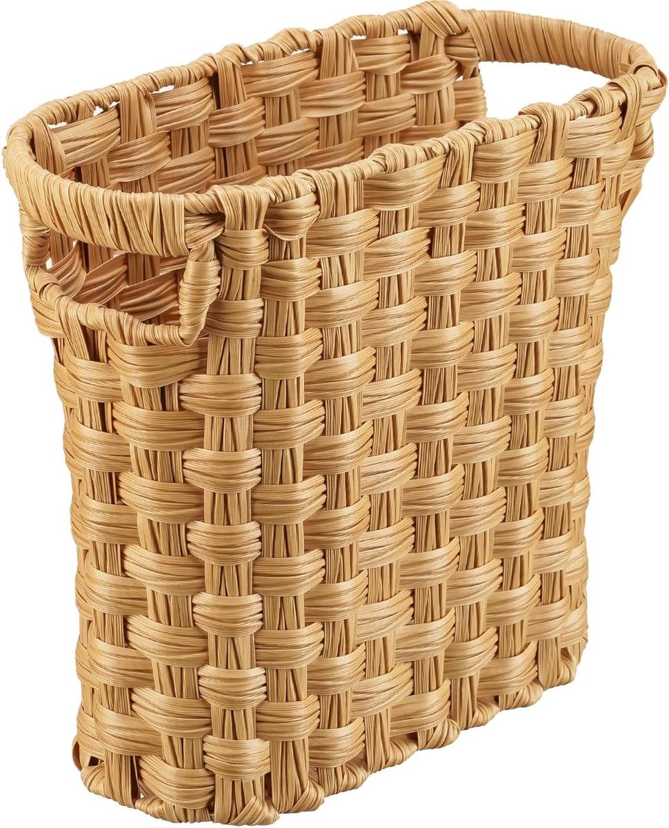 Wicker Afvalmand - Prullenbak Organizer - Opruimen Thuis - Handgeweven Vakmanschap - 28.96 x 13.97 x 25.91 cm - Natuurlijk