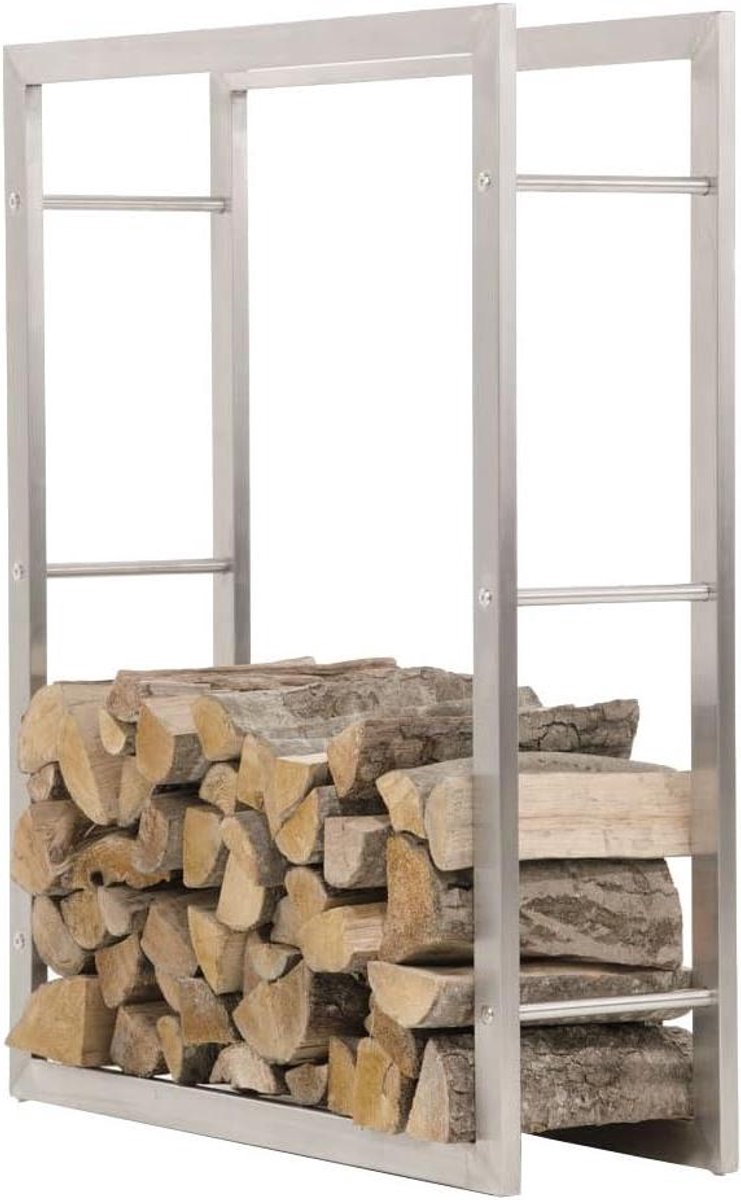 Brandhoutrek - Houtopslag Haard - Haardhout Opslaan - Handgemaakt Kwaliteitsproduct - 80x25x100 cm - Roestvrij staal