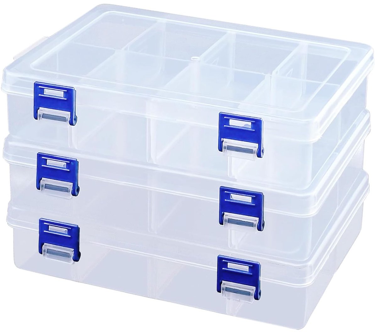 3 stuks transparante ambachtelijke doos, doorzichtige plastic gelaagde ambachtelijke organisatordoos, doorzichtige ambachtelijke opbergdoos voor oorbellen, kralen, sieraden, kunst en