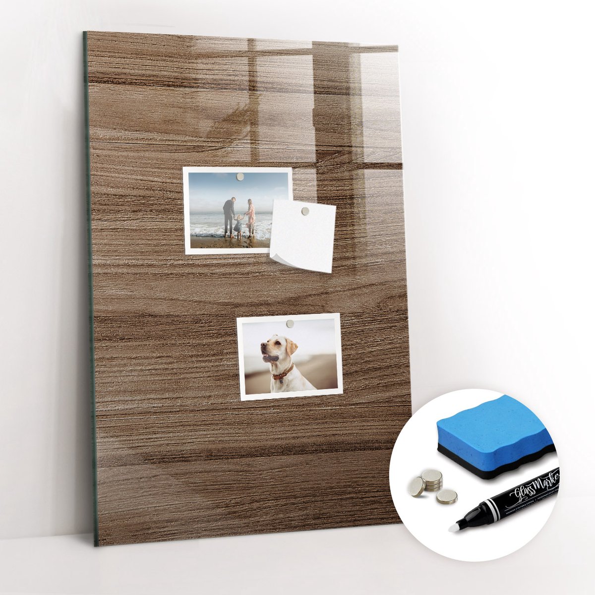 Tulup Whitebord - Nieuw hout - 40 x 60 cm - Bruin Memobord Magnetisch - Gratis 5 Sterke Magneten + Whiteboard Marker & Wisser - Wanddecoratie Kantoor - Magneetbord Keuken - Productiviteit Tools