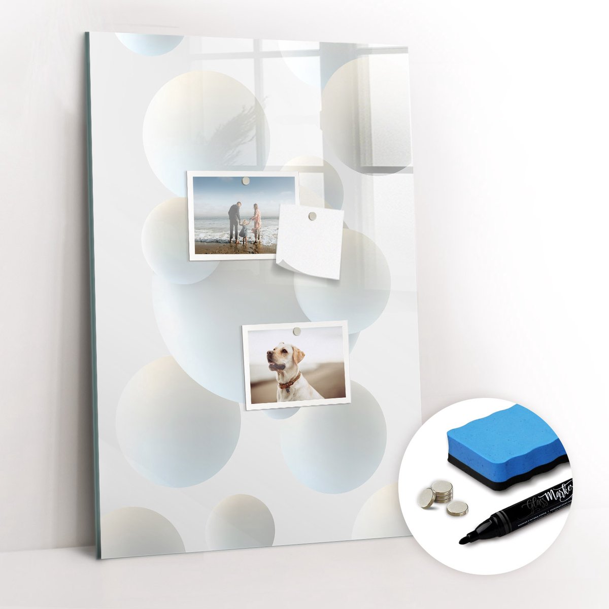 Tulup Whitebord - Abstractie van de bal - 40 x 60 cm - Wit Magnetisch Bord - Gratis 5 Sterke Magneten + Whiteboard Marker & Wisser - Organizer Muur - Magnetic Board - Planning Muur