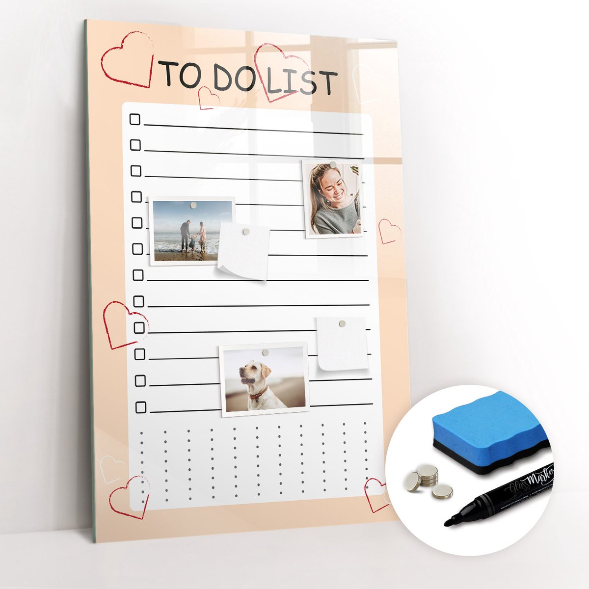 Tulup Whitebord - Home To-Do Planner - 60 x 90 cm - Oranje Magnet Board - Gratis 5 Sterke Magneten + Whiteboard Marker & Wisser - Decoratief Magnetisch Bord - Magneetbord Rechthoekig - Productiviteit Tools