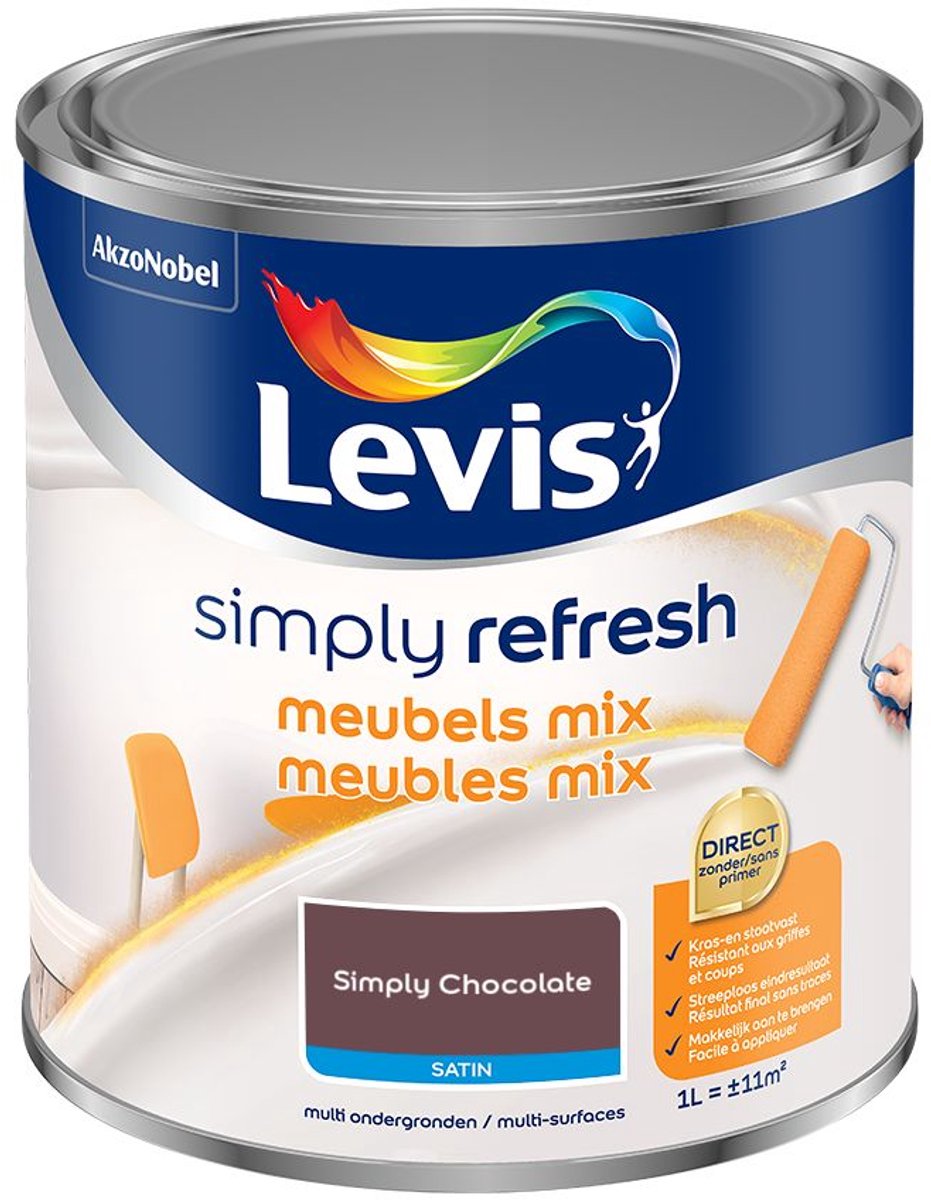 Levis - Simply Refresh Meubels Satin Mix - Simply Chocolate - Mengverf - 1 L
