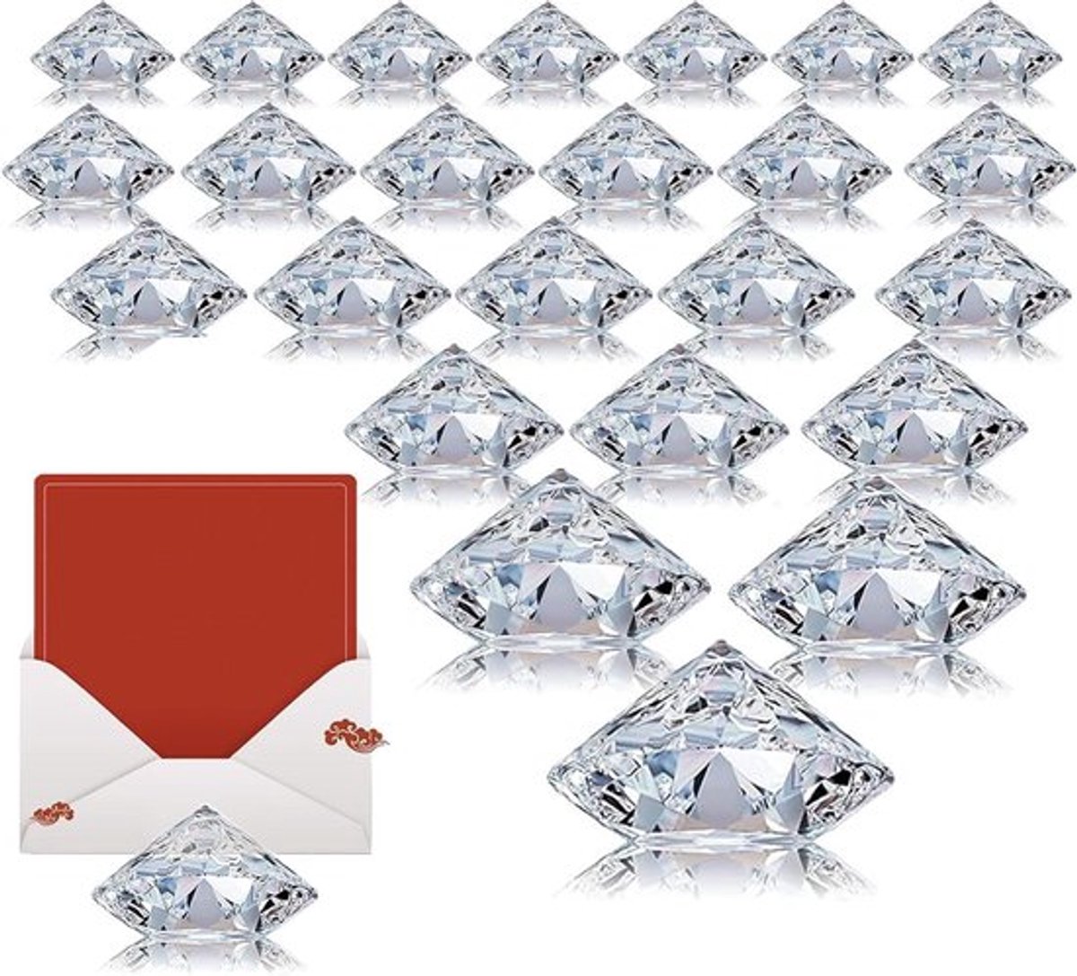 Tafel Nummer Clips met Diamanten - Set van 24, Transparant