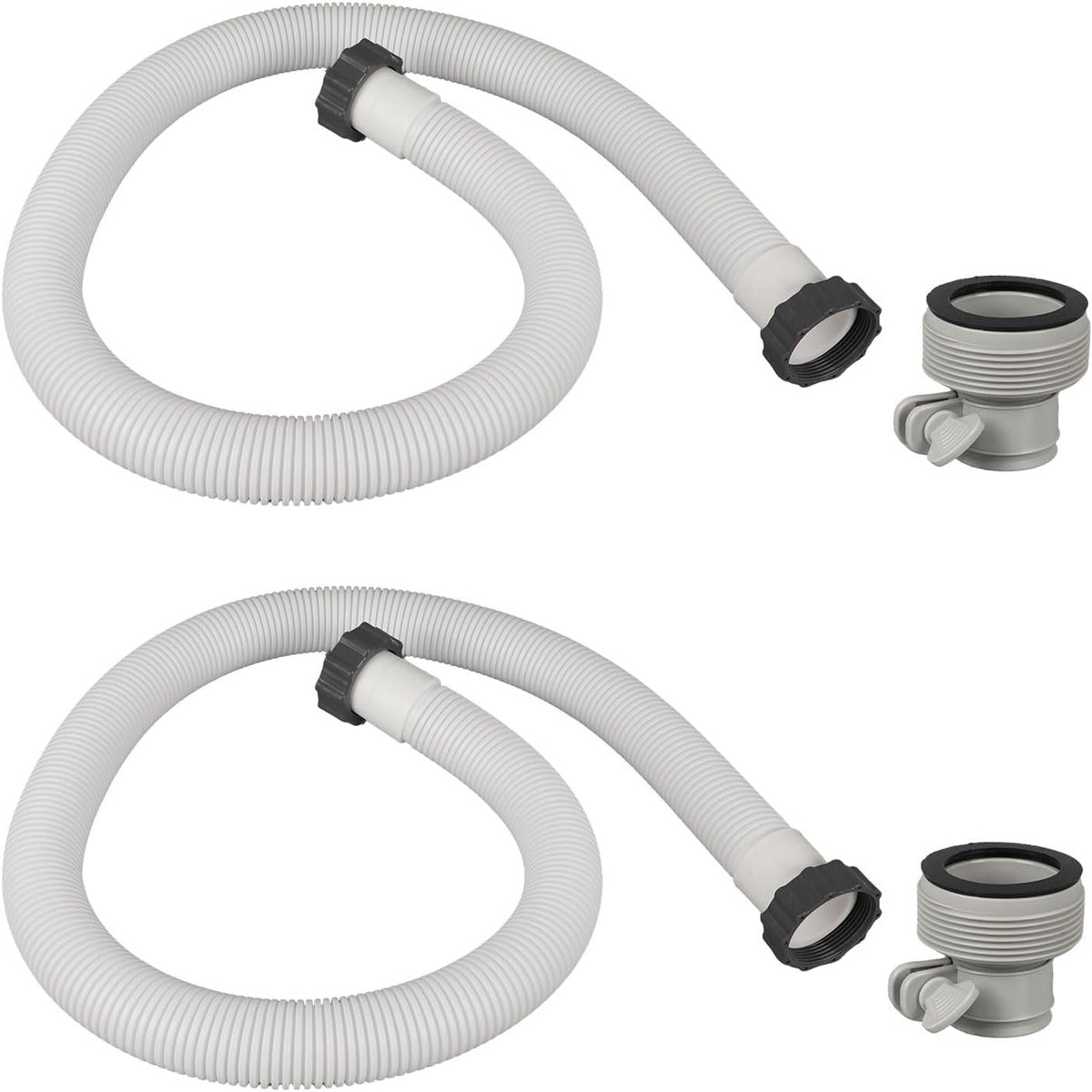 Zwembadslang 38 mm, set van 2 slangen voor bovengrondse zwembaden, reserveslang voor zwembadpomp met 2 slangadapters type B, compatibel met Intex 330 GPH, 530 GPH en 1000 GPH