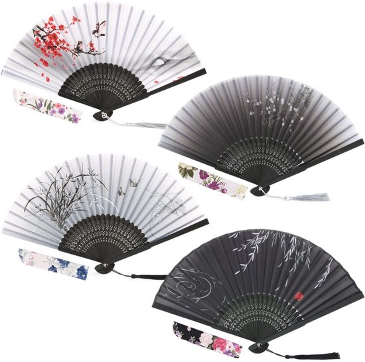 Store_8 - Waaiers Bruiloft - Opvouwbare Handwaaiers - Zwart-Wit