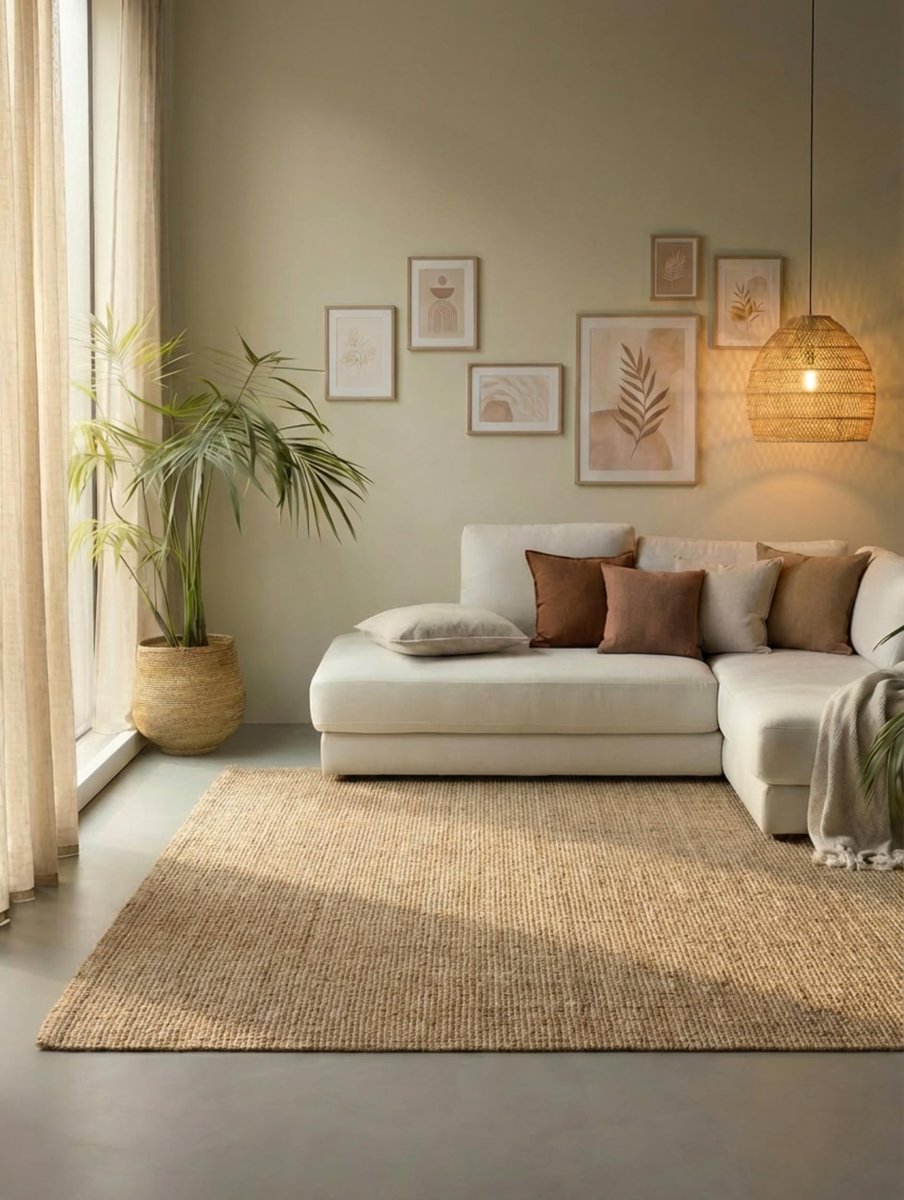 Home Jute tapijt, natuurlijk woonkamertapijt van 100% jute, handgeweven en natuurlijk, boho-natuurlijke vezel, jute tapijt voor woonkamer, slaapkamer, eetkamer, natuurlijk goud, 120 x 170 cm