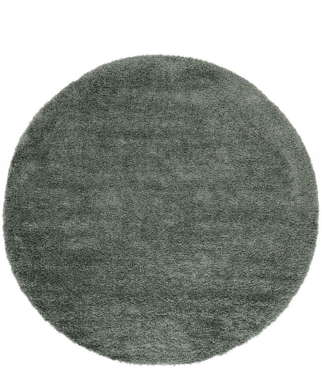 Vloerkleed, Moderne, Ø 150 cm, Rond, Hoogpolig, Woonkamer, Slaapkamer, Hal, Alleen chemisch reinigen, Groen