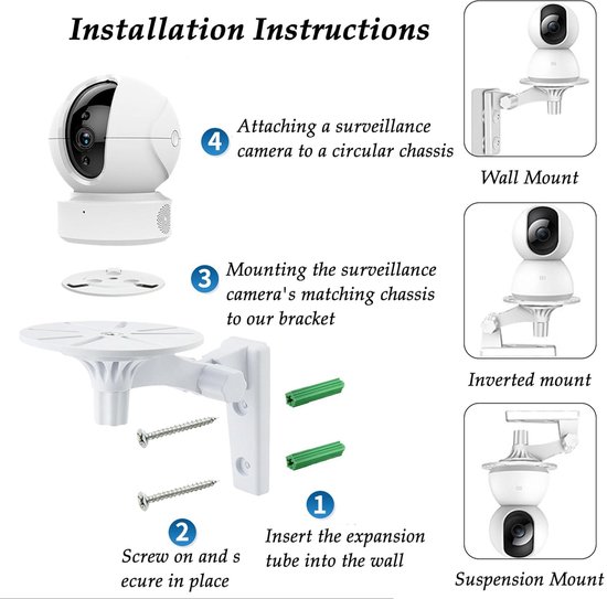 Safety Camera Mount, Adjustable Wall Mount, 135 Degree Rotation, Compatible with TP-Link Tapo C210/C200/Tc70 and Kasa Indoor Pan EC70/KC410S Security Camera (White) van Lanmu — afbeelding 4