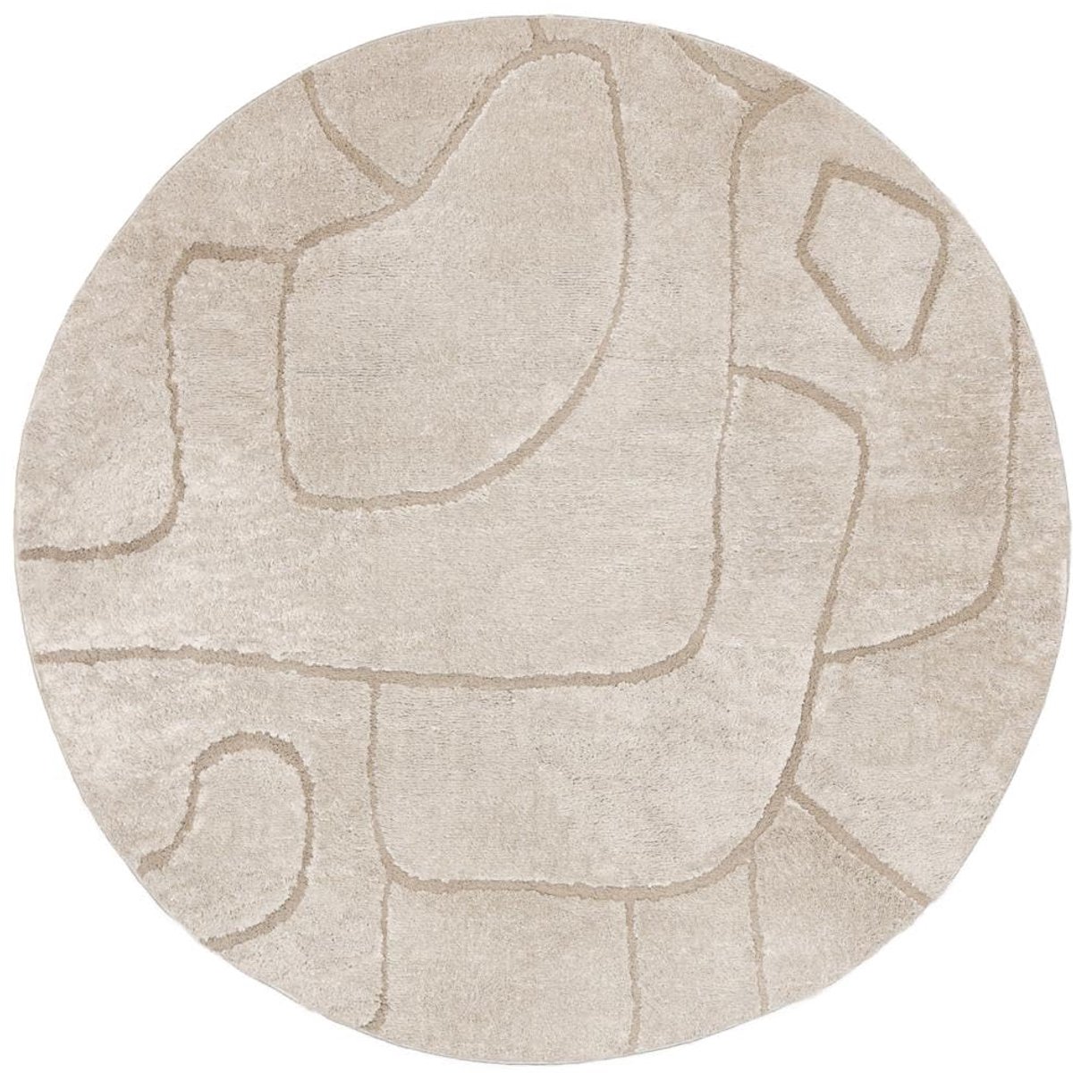 Moonlit, Vloerkleed, Moderne, Ø 200 cm, Rond, Middelpolig, Alleen chemisch reinigen, Beige