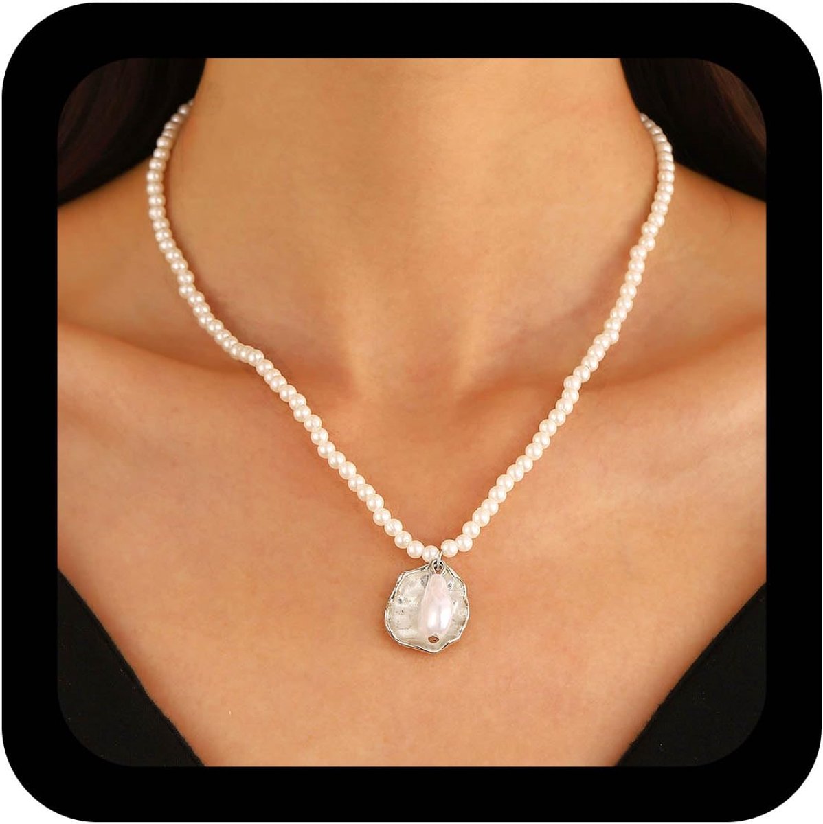 Parelketting witte schelp hanger halsketting vintage schelpen parels kraag halskettingen imitatie parels schelpen halskettingen sieraden voor vrouwen