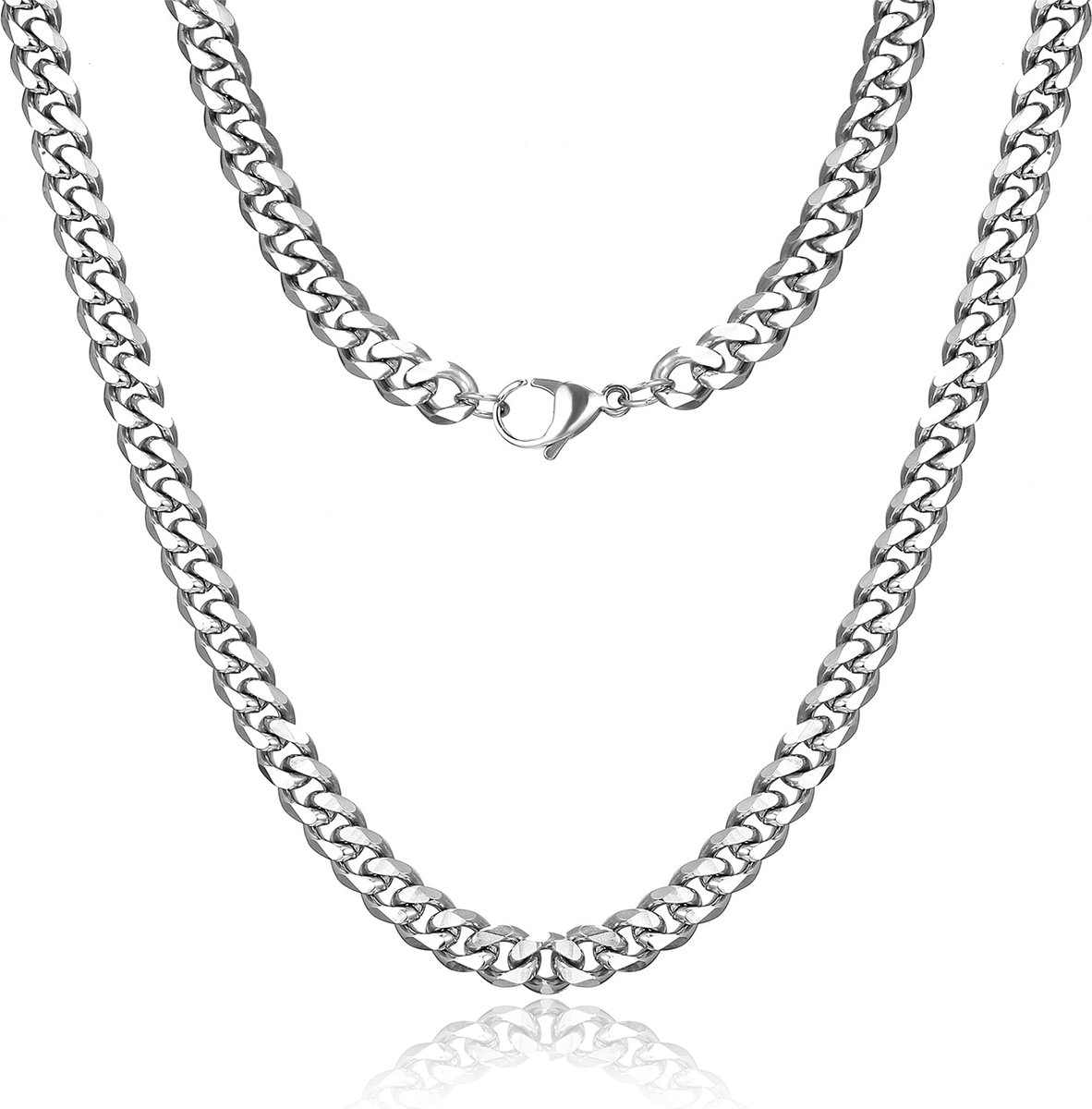 Cubaanse halsketting voor heren, 3 mm/6 mm/9 mm, zilveren ketting van roestvrij staal, Cubaanse schakelketting, Cubaanse sieraden, lengte 46 cm - 61 cm