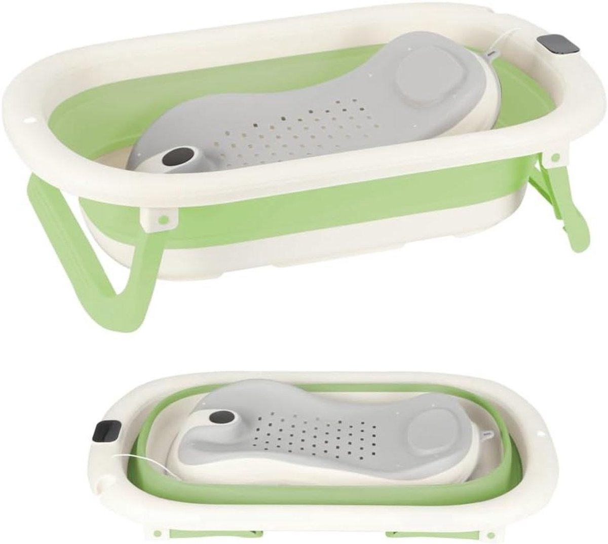 Opvouwbaar Babybad - Draagbaar Badje - Baby Verzorgen - Met Temperatuurindicator - 80 x 50 x 23 cm - Groen