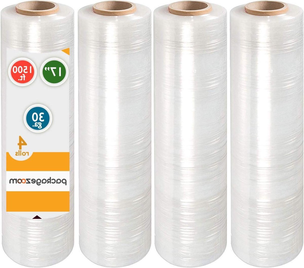 Stretchfolie Rollen - Verpakkingstape Plasticfolie - Verhuizen Verpakken - Voorgerekt Sterk Dun - 4 Rollen 43cm x 450m - Transparant