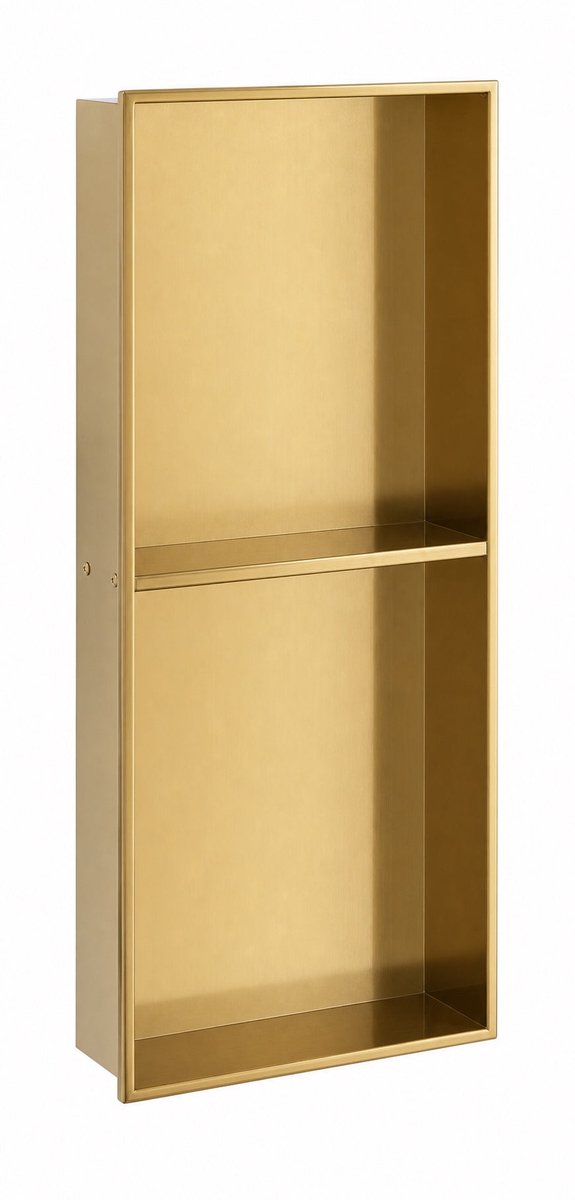 ZIMMER Inbouwnis CORE 60x30 cm Goud – Met Tussenschap – RVS Douchenis – Diepte 10 cm – Naadloos & Waterdicht