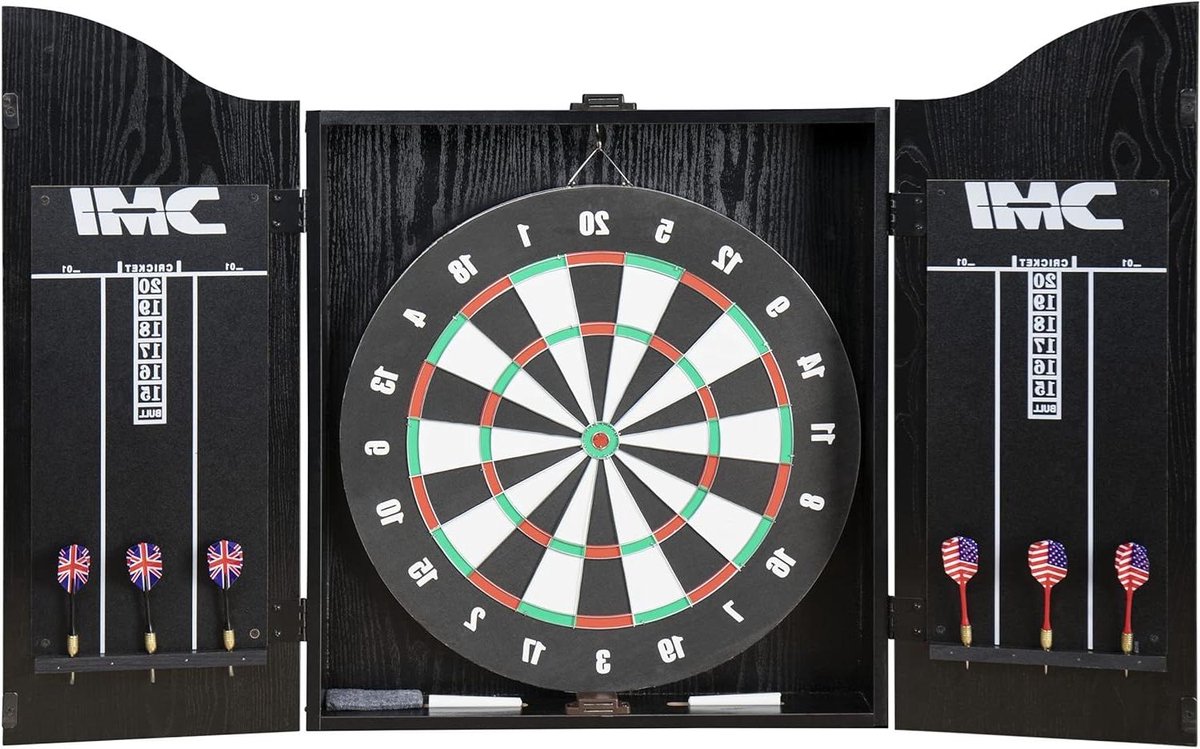 Dartbord Kast Set - Dartbord Kabinet - Thuis Spelen - Inclusief Scorebord - 457 cm - Zwart