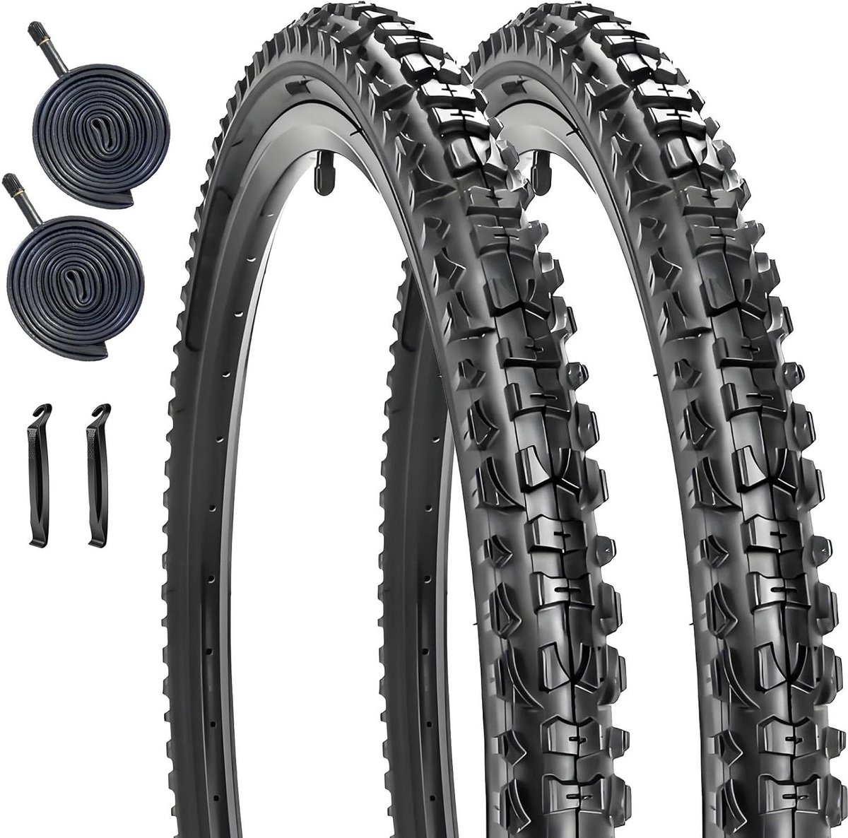 Fietsbanden Set - Banden & Binnenbanden - Mountainbiken - Speciaal Offroad Profiel - 26 x 1.95 Inch - Zwart