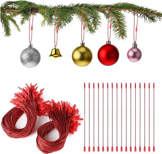 Premium - Kerstornamenten Hangers Rood - Bevestigingsmiddelen voor Kerstversiering - Set van 200