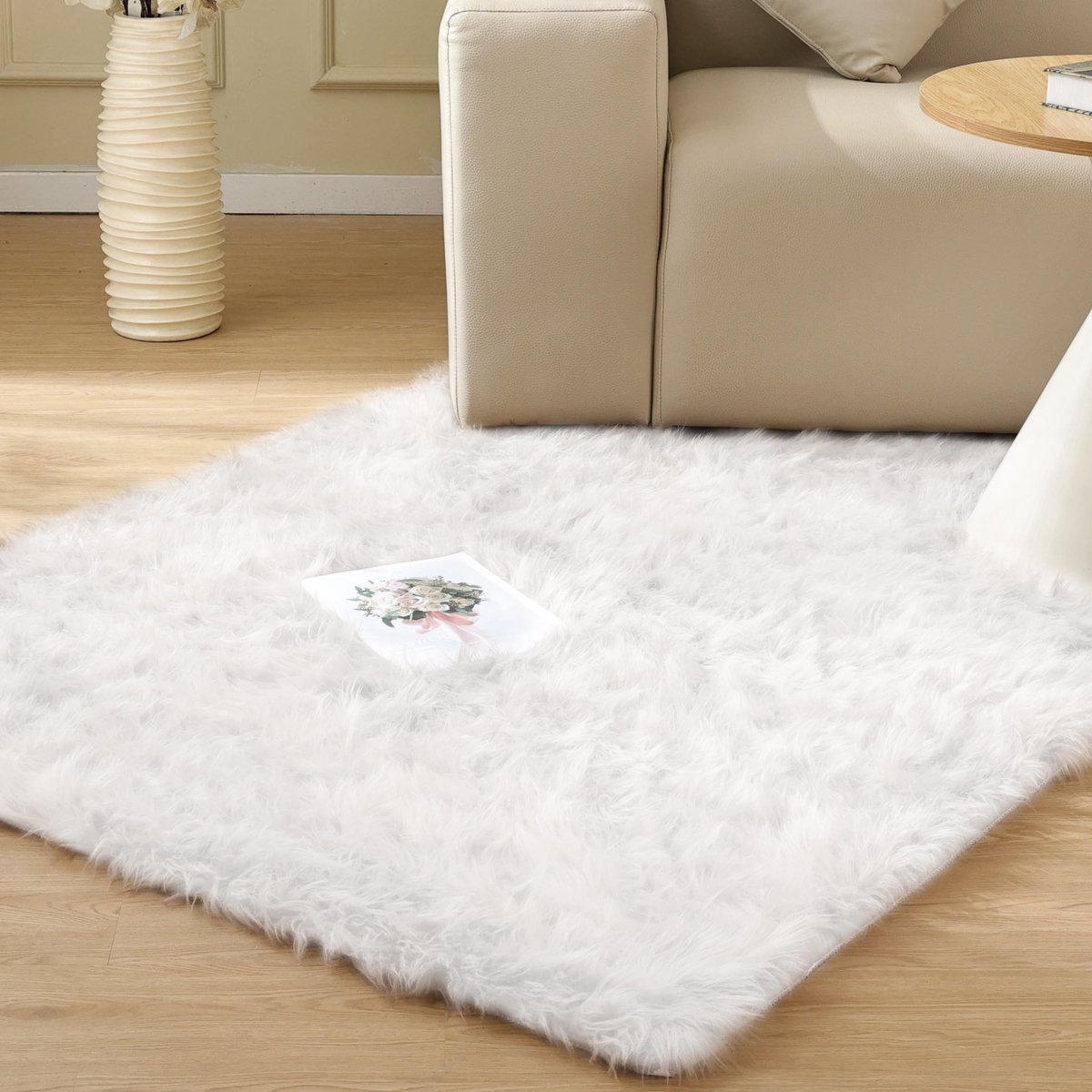 Tapijt 90 x 150 cm wit Fluffy Vloerkleed Shaggy Zacht Tapijt voor Woonkamer