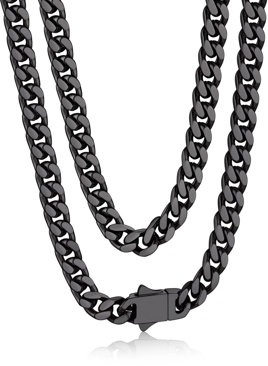 Halsketting voor heren, roestvrij staal, 5 mm breed, zilver/goud/zwarte ketting voor heren, selecteerbaar, 45 tot 76 cm lang, modesieraad, hiphop-ketting accessoires voor mannen en jongens