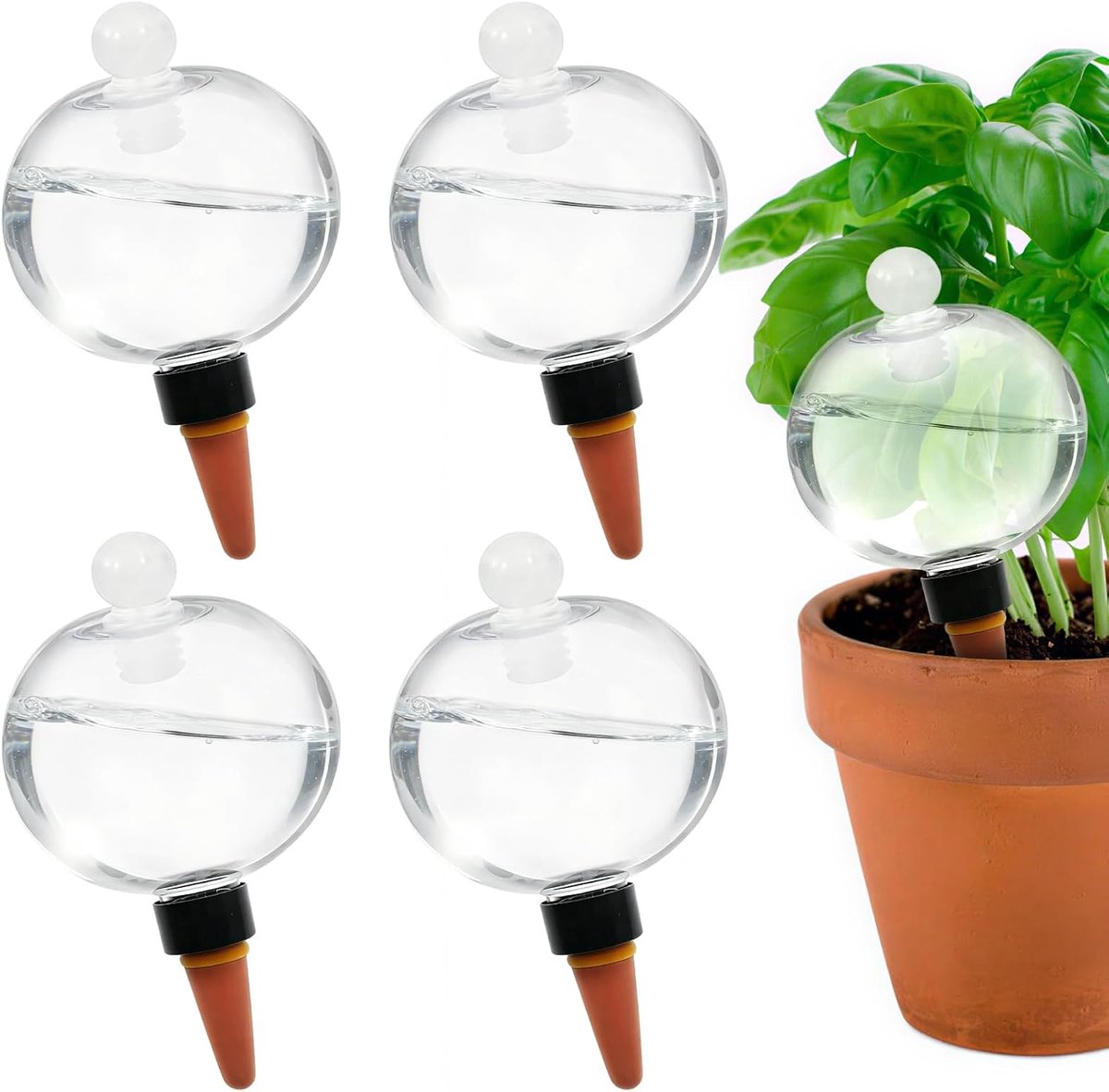 4 stuks zelfbewaterende bewateringsballen, 500 ml irrigatieballen voor waterdispenser, planten, automatische plantenirrigatie, irrigatie kamerplanten voor thuis, balkon, woonkamer