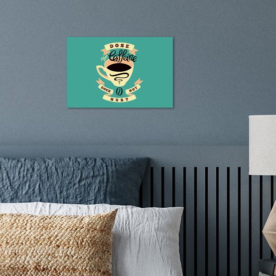 Illustration de café Vintage sur fond turquoise 30x20 cm - petite