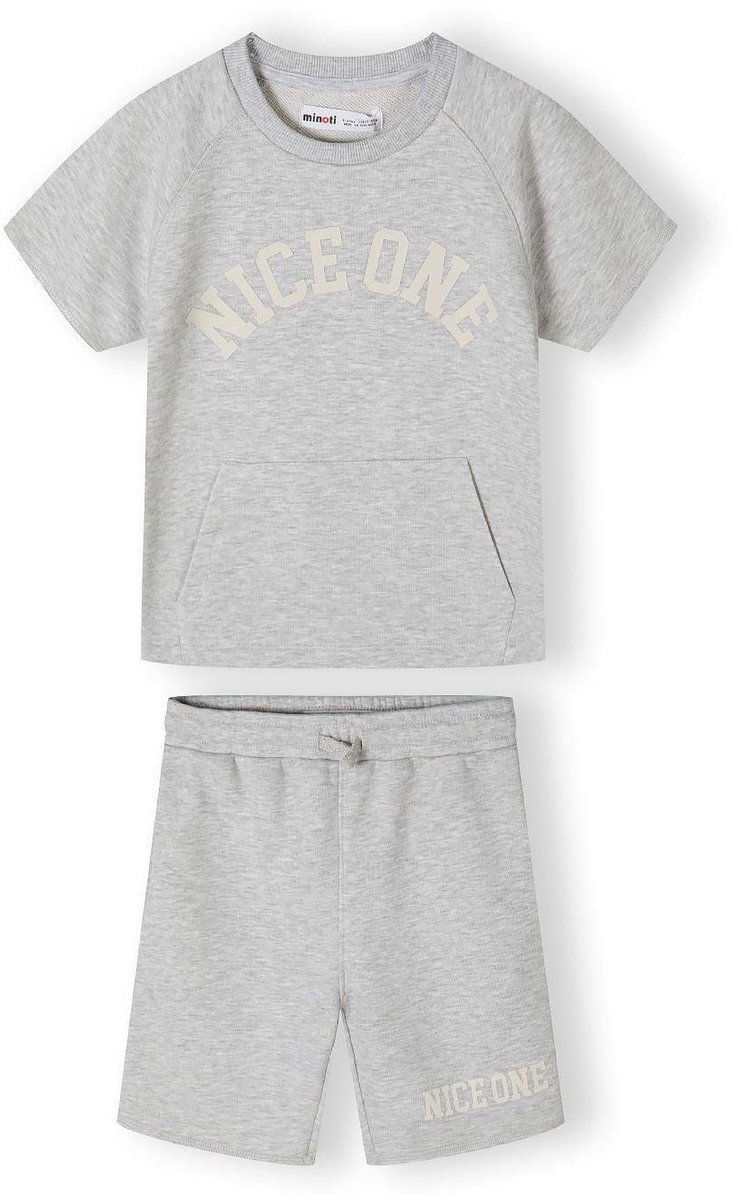 Minoti kleding set jongens t-shirt en short - katoen - grijs