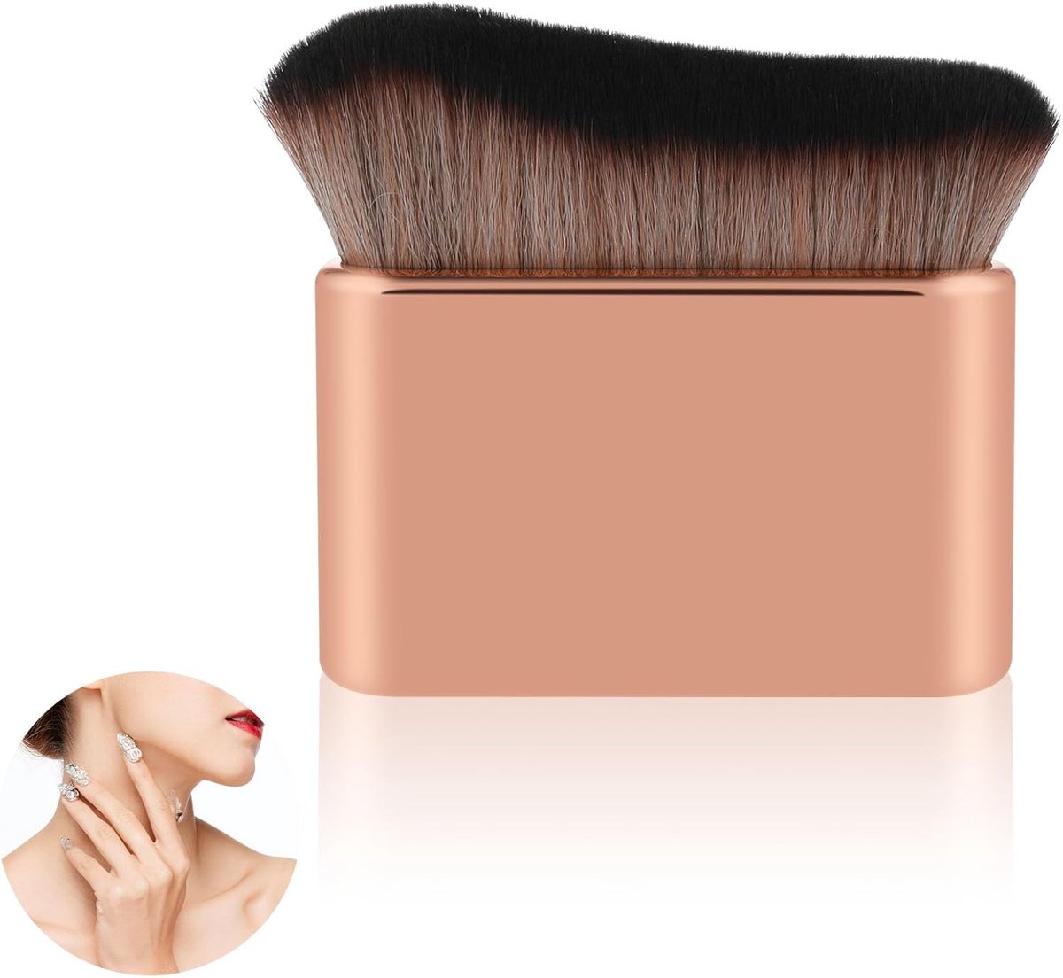 Borstel voor lichaamsbruining en make-up, zelfbruiner en foundation