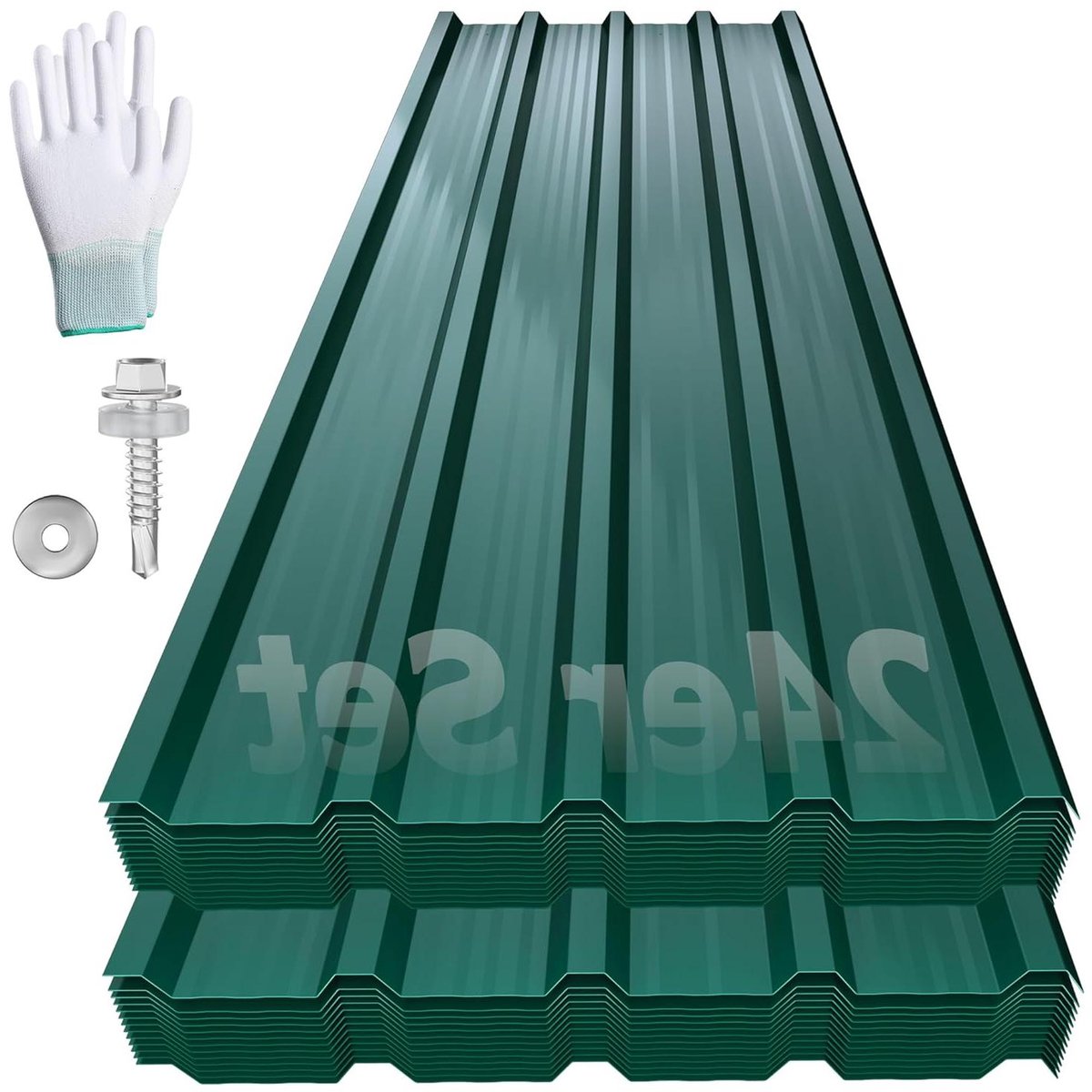 Dakplaten Trapezium - Golfplaten Metaal - Dakbedekking Garages - Verzinkt Corrosiebestendig - 1295 x 45 cm - Groen