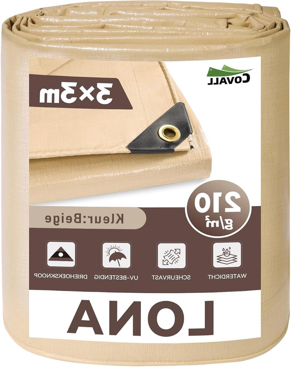 Zwaar Belastbaar Zeil - Waterdicht Zeildoek - Buitenbescherming - UV-Bescherming Versterkt - 3x3m - Beige