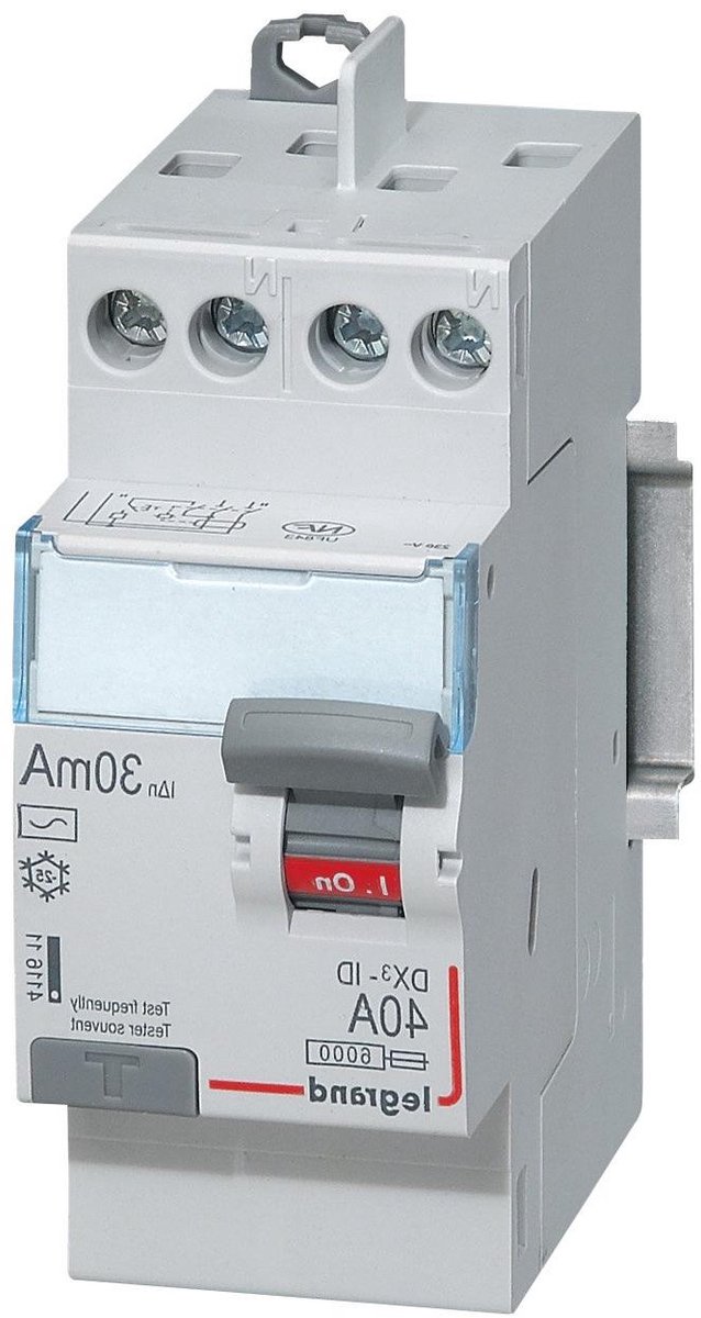 Differentiële schakelaar - Stroomonderbreker Veiligheidsschakelaar - Elektrische beveiliging - Type AC 30 mA - 2 modules - null