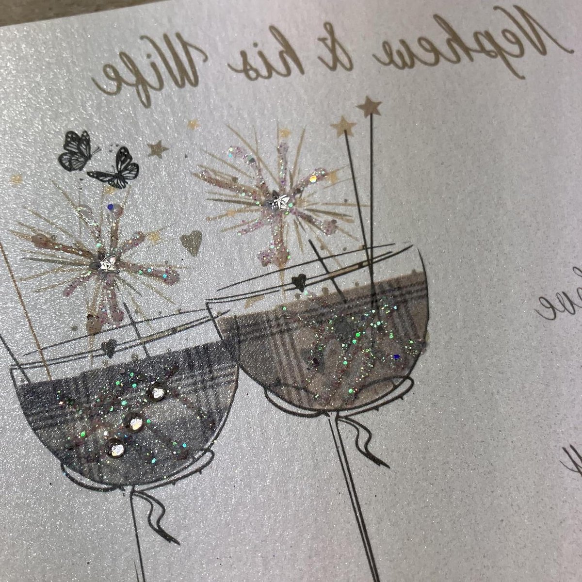 Trouwkaart - Wenskaart Bruiloft - Gelicentieerde Groeten - Handgemaakt met Glitter - 16cm x 16cm - Wit