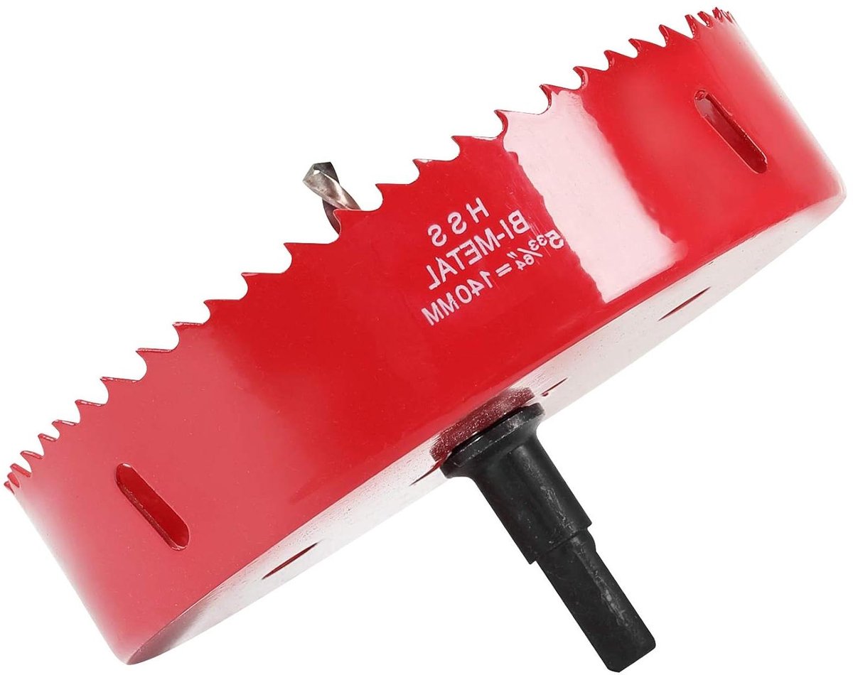 Gatenzaag Bimetalen - Gatfrees Hout Metaal - Gaten Maken - Sneldraaiend Staal M42 - 140 mm - Rood