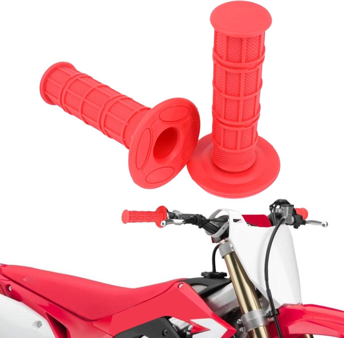 Motorfiets Handgrepen - Stuur Grips - Comfortabel Rijden - Antislip Ontwerp - 22mm - Rood