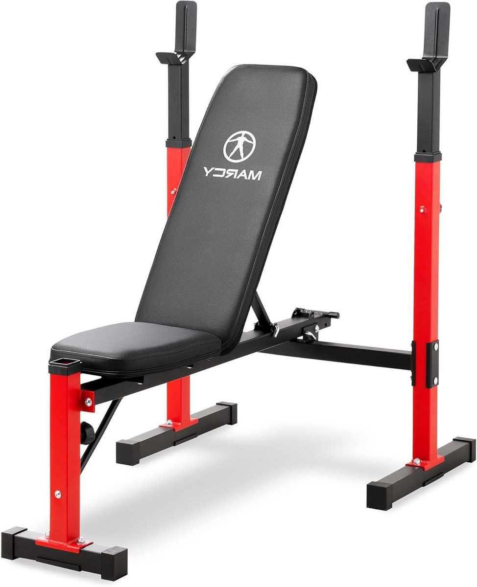 Halterbank - Krachttrainingsbank Trainingsbank - Thuis trainen - Verstelbare rugleuning - 137 x 83 x 121 cm - Rood zwart
