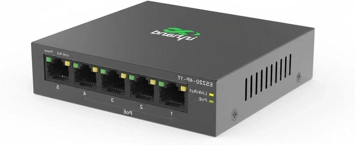 Gigabit Netwerk Switch - PoE Switch Netwerk Hub - Netwerk Uitbreiding - Plug and Play - 5 Poorten - Zwart